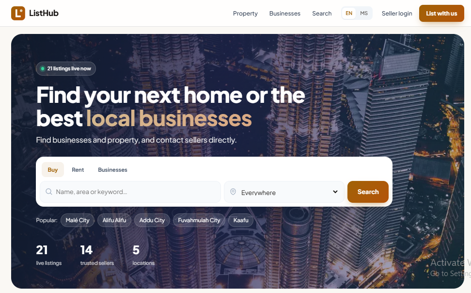ListHub - Business Directory & Property Listing Marketplace