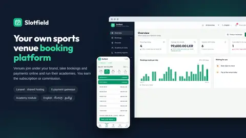 Slotfield — Sports Venue Booking & Academy Platform (Laravel)